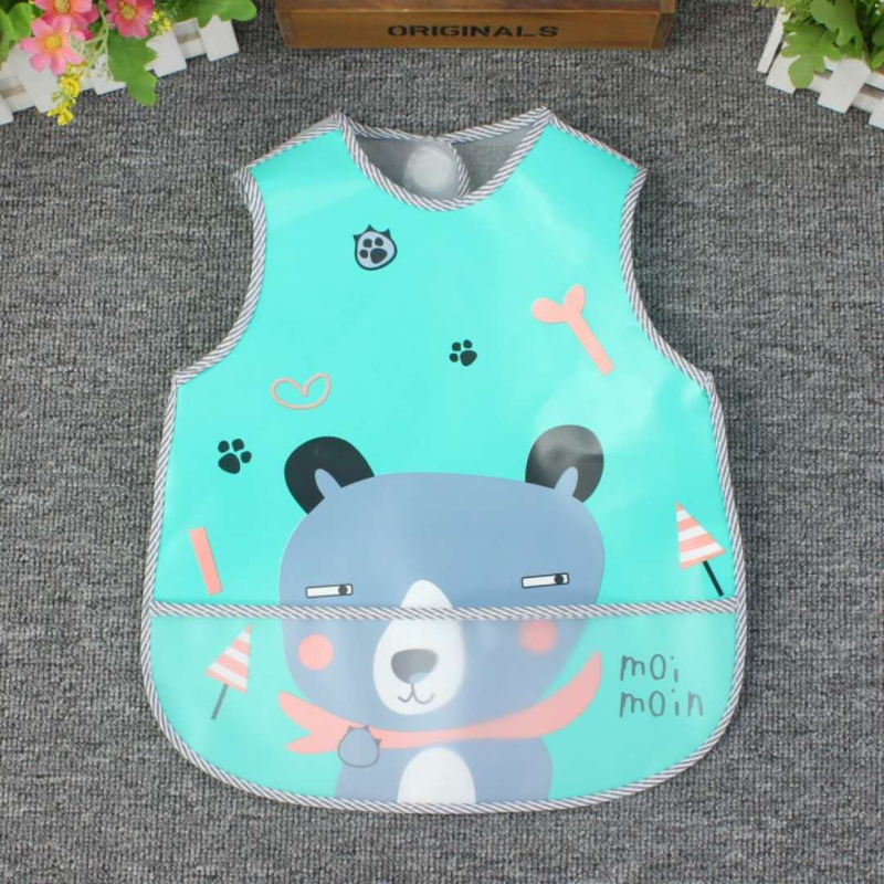 Ūdensdrošs EVA ēdienreizes bibs bērniem, ar dzīvnieku rakstu, piemērots 1–3 gadu vecuma bērniem