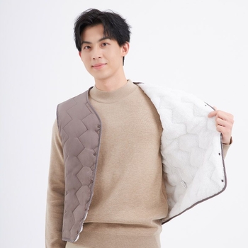 Puuvillane vest polaarvooderdusega, kits lõige, kapuuts ja V-kaelus