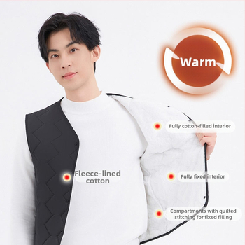 Puuvillane vest polaarvooderdusega, kits lõige, kapuuts ja V-kaelus