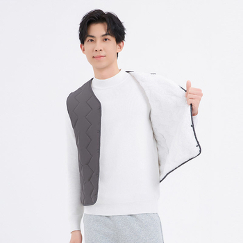 Puuvillane vest polaarvooderdusega, kits lõige, kapuuts ja V-kaelus