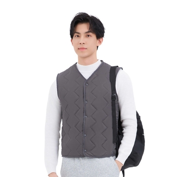 Puuvillane vest polaarvooderdusega, kits lõige, kapuuts ja V-kaelus