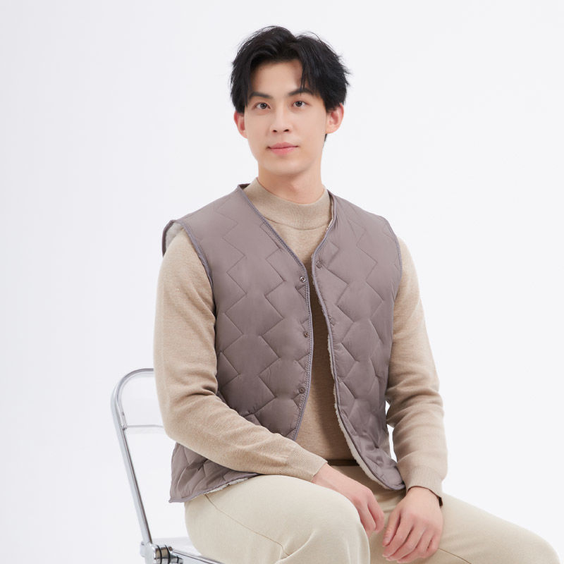 Puuvillane vest polaarvooderdusega, kits lõige, kapuuts ja V-kaelus