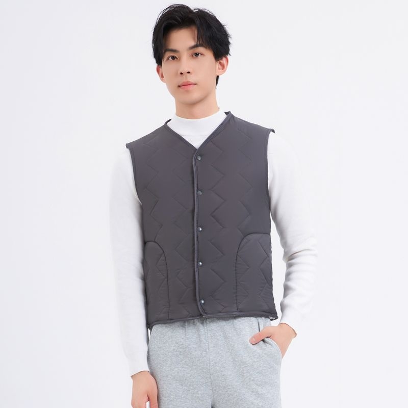 Puuvillane vest polaarvooderdusega, kits lõige, kapuuts ja V-kaelus