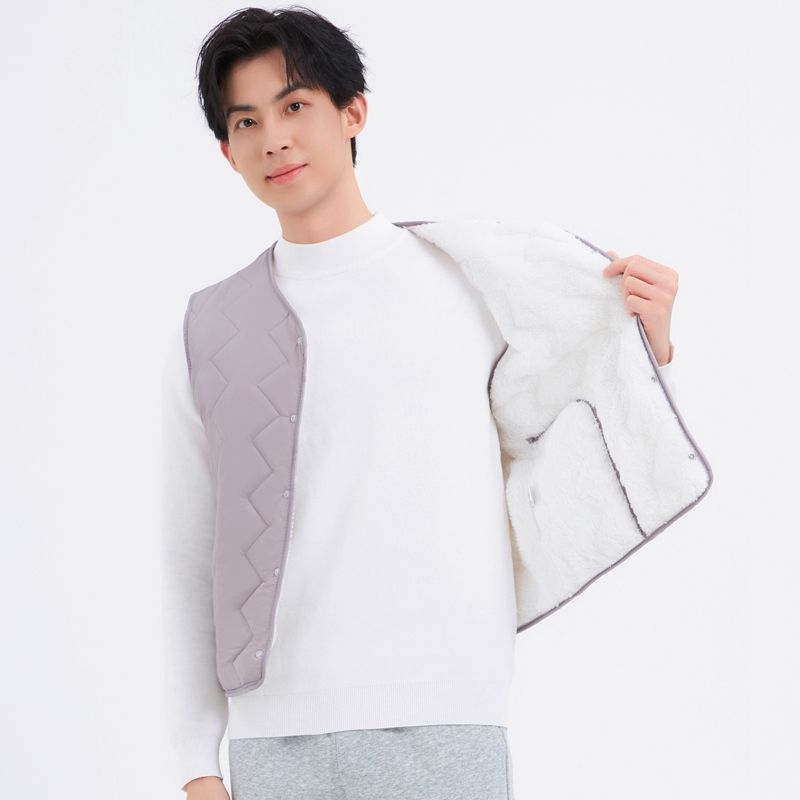 Puuvillane vest polaarvooderdusega, kits lõige, kapuuts ja V-kaelus