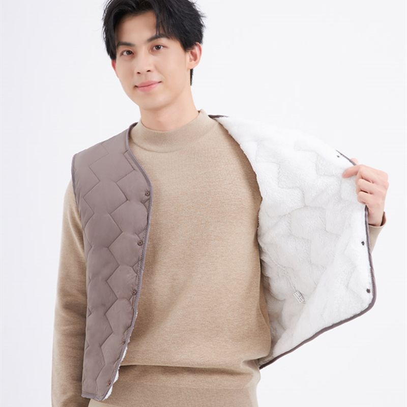 Puuvillane vest polaarvooderdusega, kits lõige, kapuuts ja V-kaelus