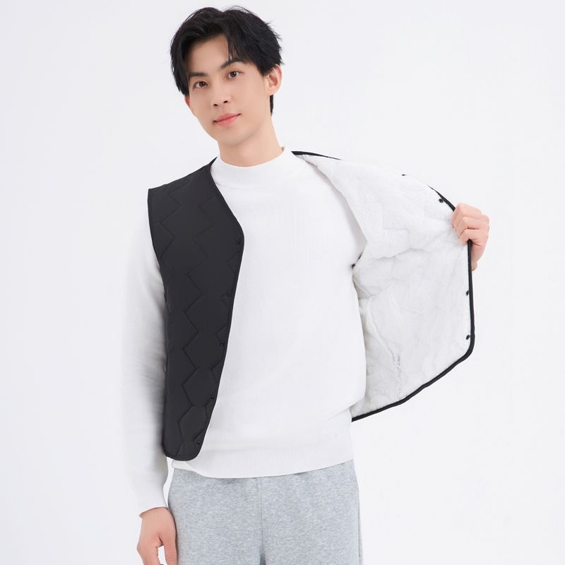 Puuvillane vest polaarvooderdusega, kits lõige, kapuuts ja V-kaelus