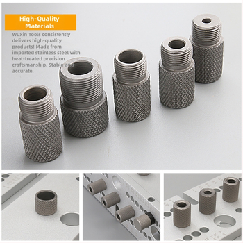 Trīs vienā rīks caurumu urbšanai un koka dībeļu pozicionēšanai, nerūsējošais tērauds, 1 komplekts, 4-15 diapazons, New Wu Tools, mājas lietošanai