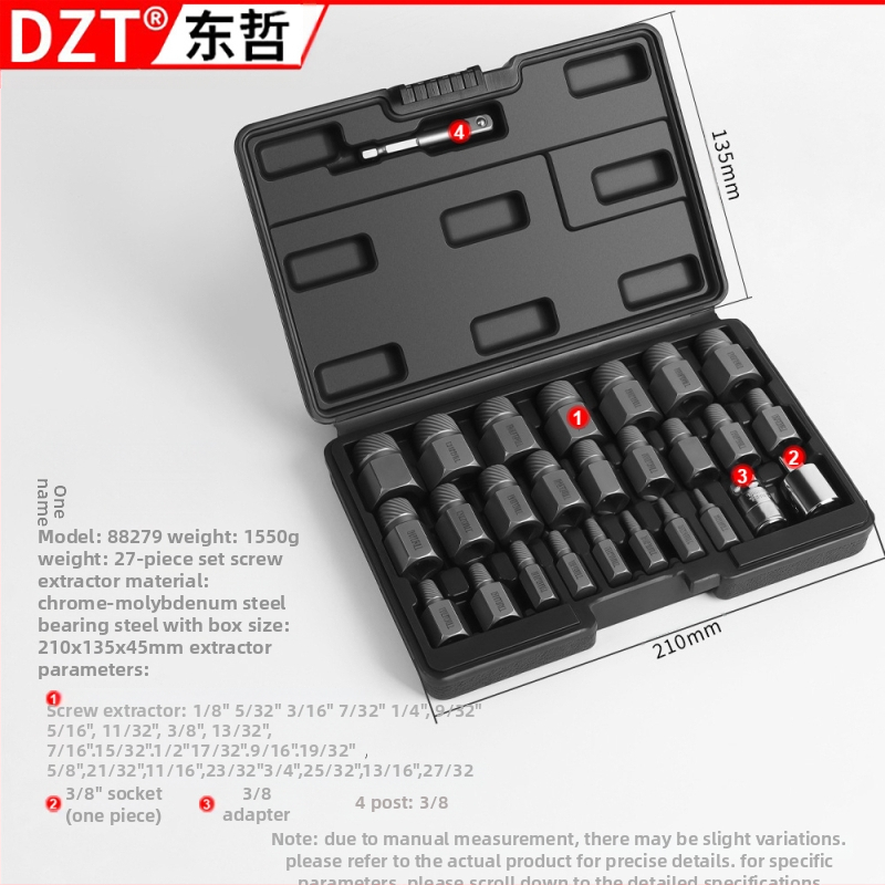 DZT augstas izturības nutu ekstraktora komplekts — 29 detaļu demontāžas rīku komplekts, no 45 gauge tērauda, mājsaimniecības remontam