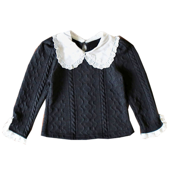 Meitenēm kokvilnas garām piedurknēm tops ar korejiešu stilu, 3–8 gadi, vienkrāsains