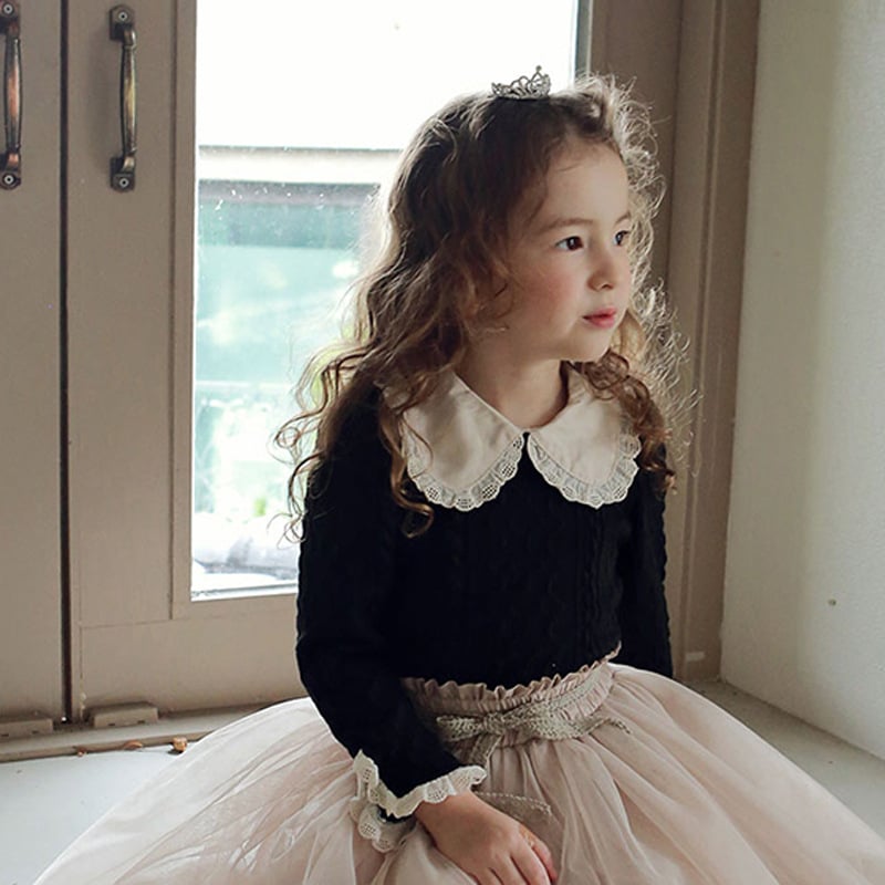 Meitenēm kokvilnas garām piedurknēm tops ar korejiešu stilu, 3–8 gadi, vienkrāsains