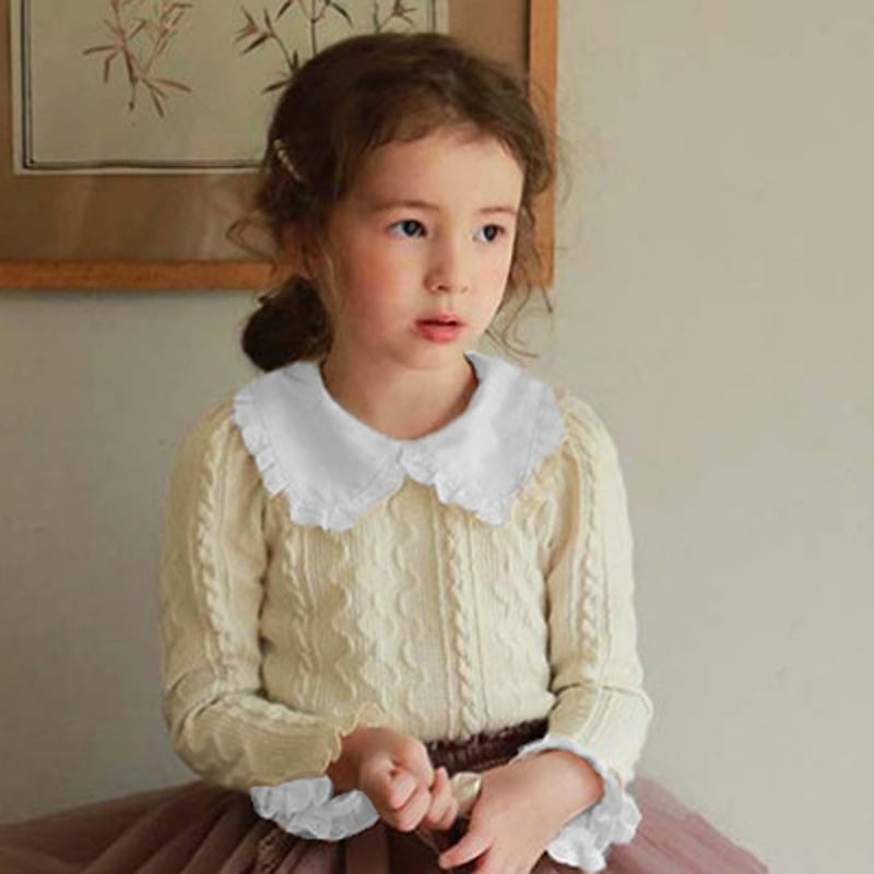 Meitenēm kokvilnas garām piedurknēm tops ar korejiešu stilu, 3–8 gadi, vienkrāsains