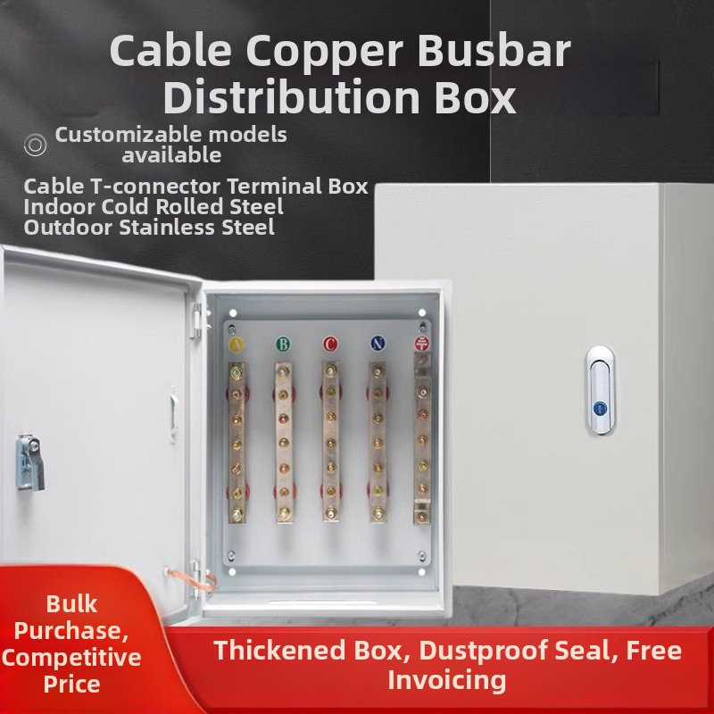 Izolovaná T-rozvodová skriňa na káble s meďovou lištou, nástenná montáž, IP40, telo z plechu zo studenej valcovanej ocele, na objednávku