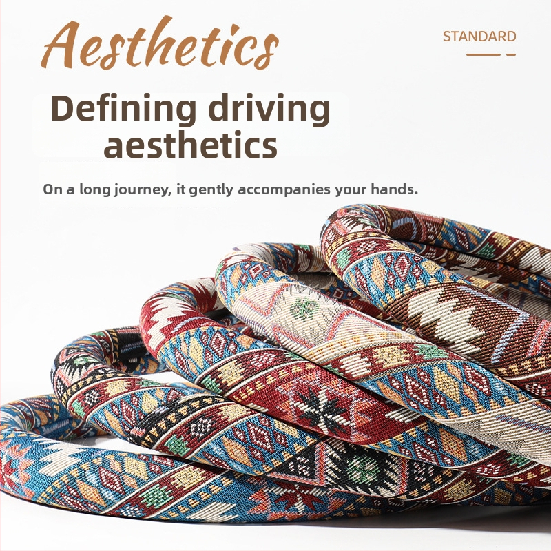 Κάλυμμα τιμονιού με εθνοτικούς μοτίβους – επιφάνεια από βαμβανο-λινό, καθολική εφαρμογή, για όλες τις εποχές, απλός σχεδιασμός