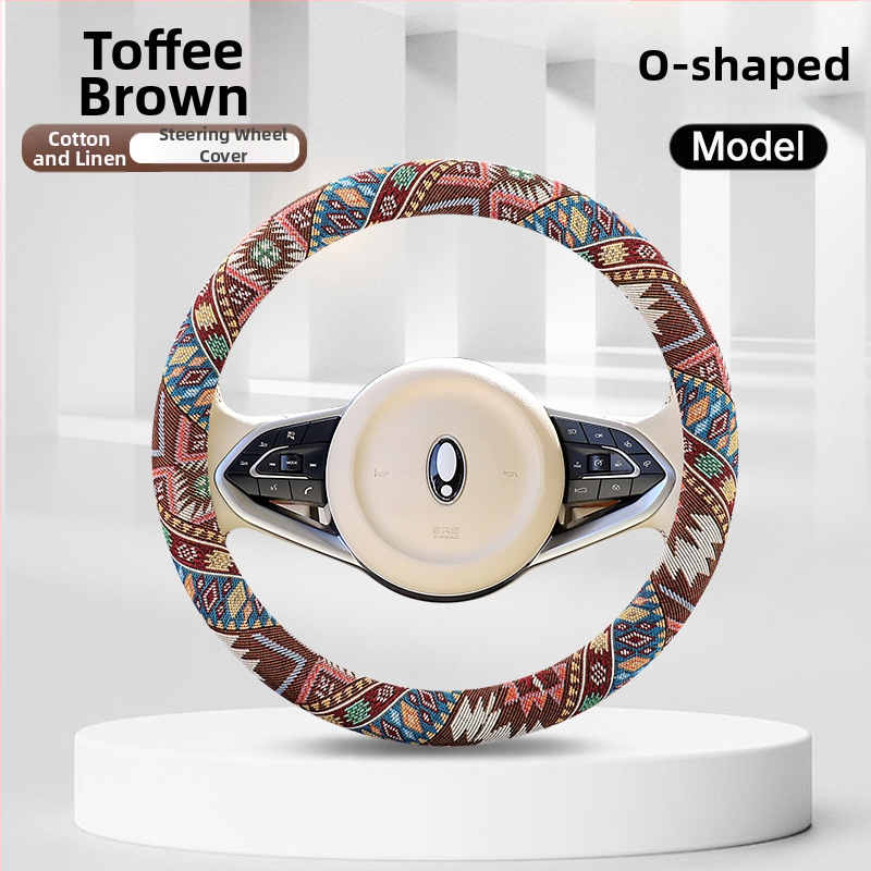 Κάλυμμα τιμονιού με εθνοτικούς μοτίβους – επιφάνεια από βαμβανο-λινό, καθολική εφαρμογή, για όλες τις εποχές, απλός σχεδιασμός