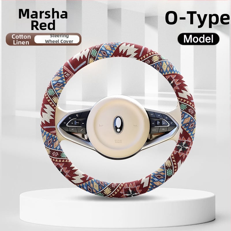 Κάλυμμα τιμονιού με εθνοτικούς μοτίβους – επιφάνεια από βαμβανο-λινό, καθολική εφαρμογή, για όλες τις εποχές, απλός σχεδιασμός