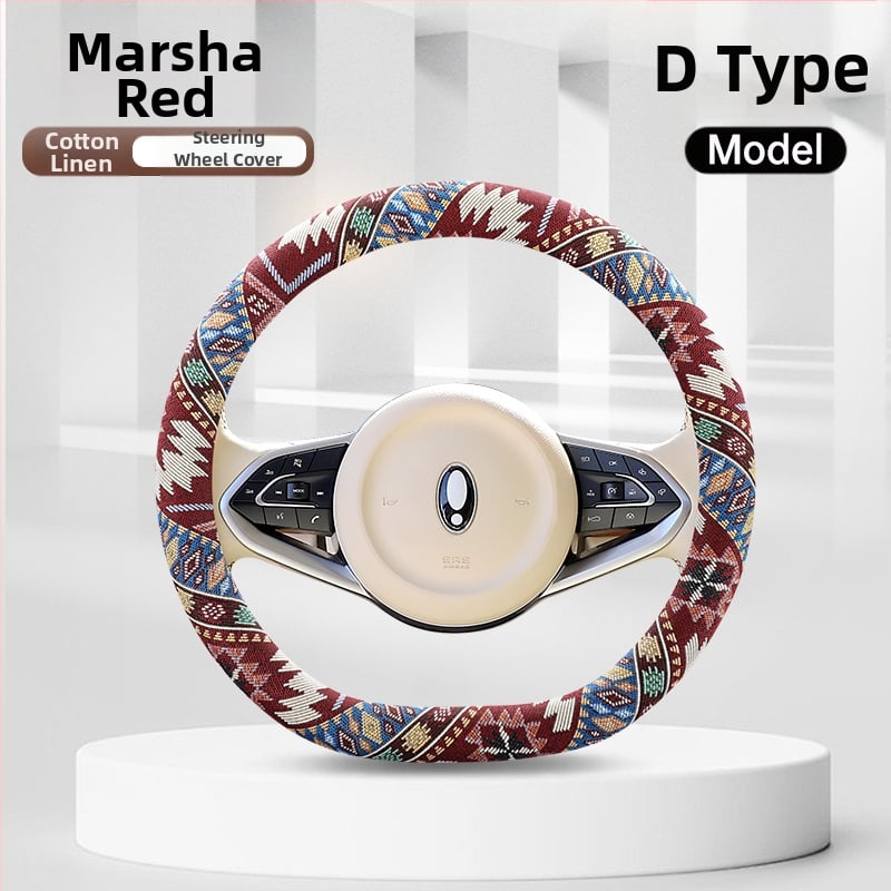 Κάλυμμα τιμονιού με εθνοτικούς μοτίβους – επιφάνεια από βαμβανο-λινό, καθολική εφαρμογή, για όλες τις εποχές, απλός σχεδιασμός