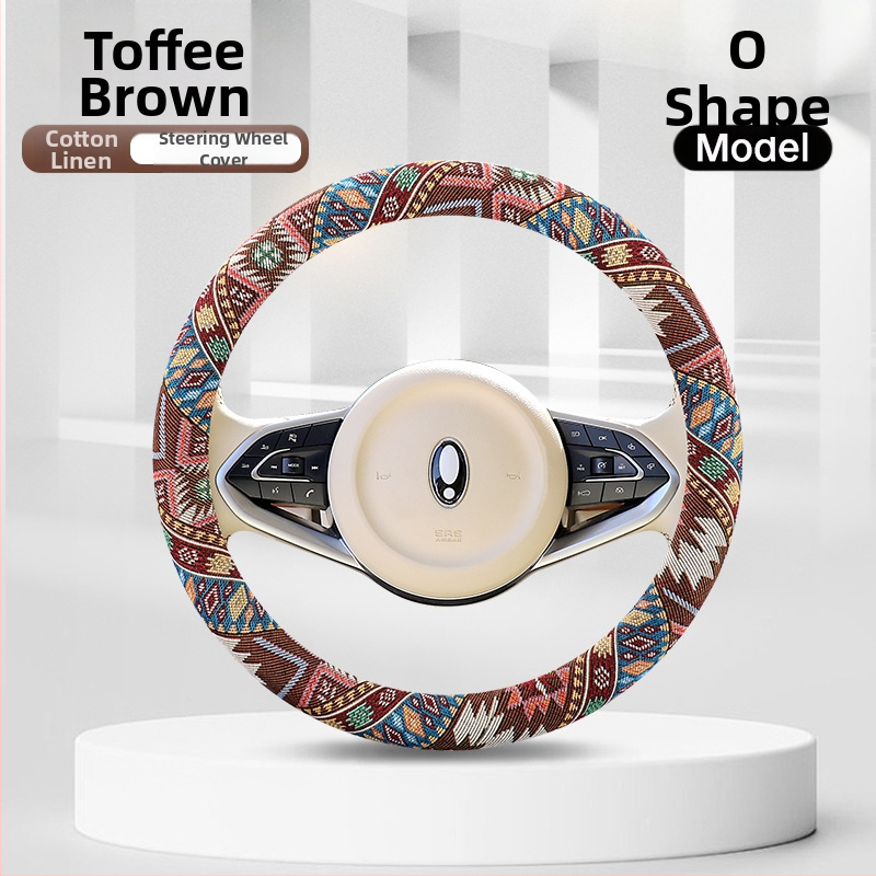 Κάλυμμα τιμονιού με εθνοτικούς μοτίβους – επιφάνεια από βαμβανο-λινό, καθολική εφαρμογή, για όλες τις εποχές, απλός σχεδιασμός