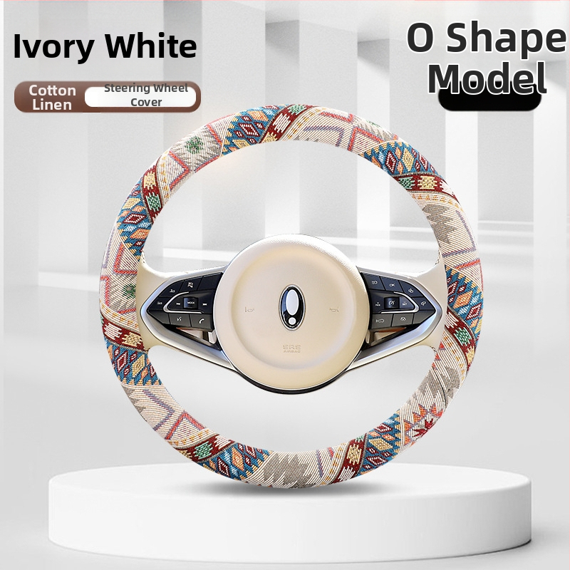 Κάλυμμα τιμονιού με εθνοτικούς μοτίβους – επιφάνεια από βαμβανο-λινό, καθολική εφαρμογή, για όλες τις εποχές, απλός σχεδιασμός