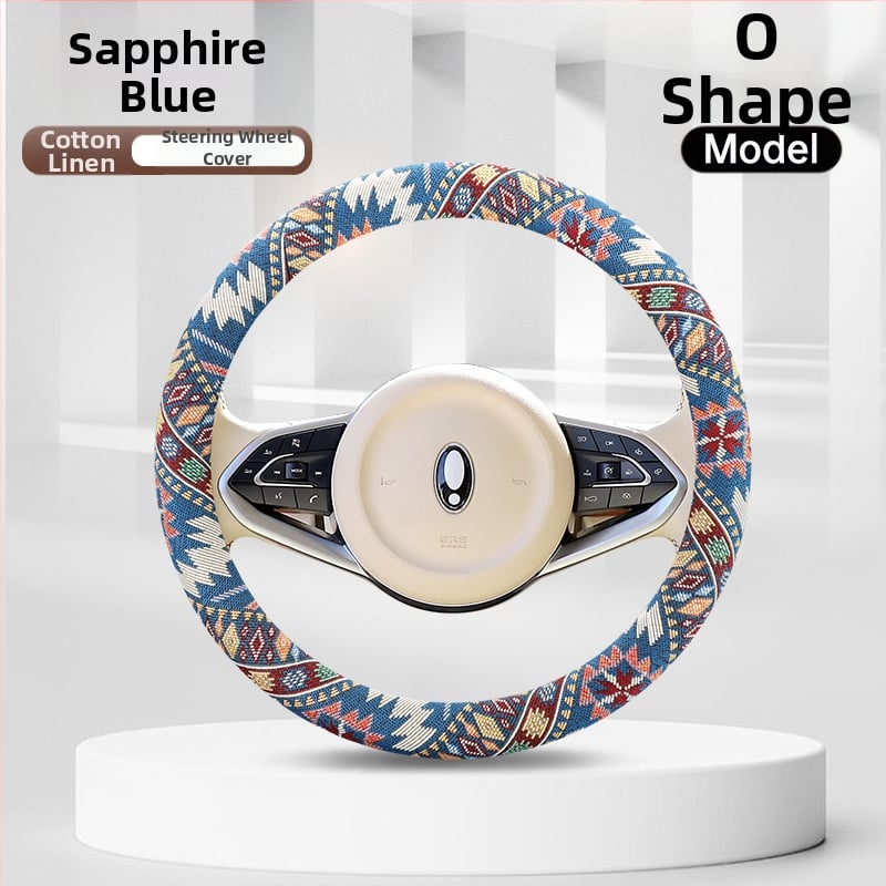 Κάλυμμα τιμονιού με εθνοτικούς μοτίβους – επιφάνεια από βαμβανο-λινό, καθολική εφαρμογή, για όλες τις εποχές, απλός σχεδιασμός