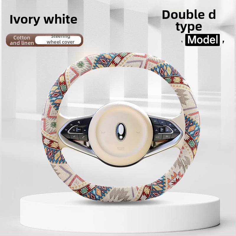 Κάλυμμα τιμονιού με εθνοτικούς μοτίβους – επιφάνεια από βαμβανο-λινό, καθολική εφαρμογή, για όλες τις εποχές, απλός σχεδιασμός