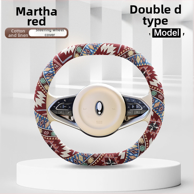 Κάλυμμα τιμονιού με εθνοτικούς μοτίβους – επιφάνεια από βαμβανο-λινό, καθολική εφαρμογή, για όλες τις εποχές, απλός σχεδιασμός