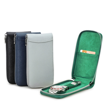 Odinis dėklas laikrodžiams su cross-grain viršutine jautienos oda, skirtas vienam mechaniniam laikrodžiui, nešiojamas kelioninės dėžutė