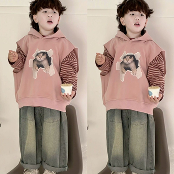 Korejas stilā trīsdaļīgs komplekts zēniem, no 0–12 mēnešiem, rudens 2025, garas piedurknes