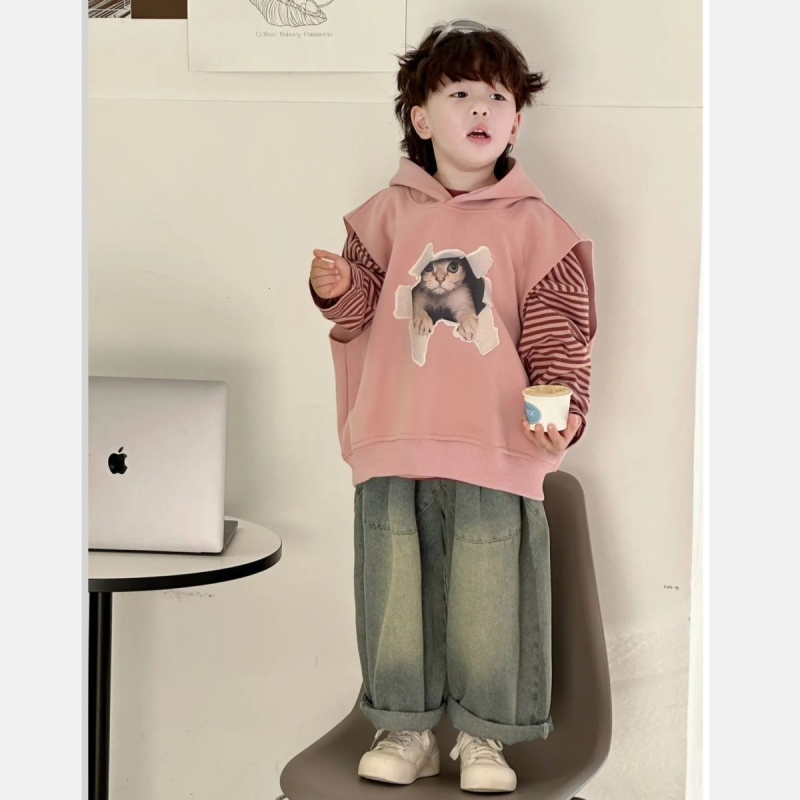 Korejas stilā trīsdaļīgs komplekts zēniem, no 0–12 mēnešiem, rudens 2025, garas piedurknes