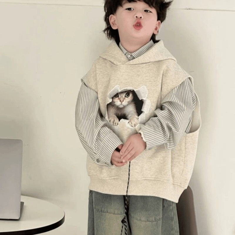 Korejas stilā trīsdaļīgs komplekts zēniem, no 0–12 mēnešiem, rudens 2025, garas piedurknes