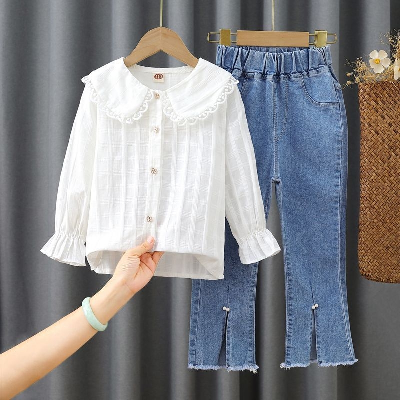 Meitenēm paredzēts korejiska stila kordūrija divdaļīgs kostīms ar garām piedurknēm un biksēm, akrila maisījums (80-90%), 2025. gada pavasaris