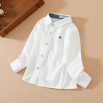 Bērnu kokvilnas garām piedurknēm krekls ar reveres apkakli; 80% kokvilna; raksti: vienkrāsains, karikatūras, burti; piemērots visiem sezonām.