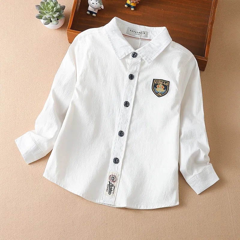 Bērnu kokvilnas garām piedurknēm krekls ar reveres apkakli; 80% kokvilna; raksti: vienkrāsains, karikatūras, burti; piemērots visiem sezonām.