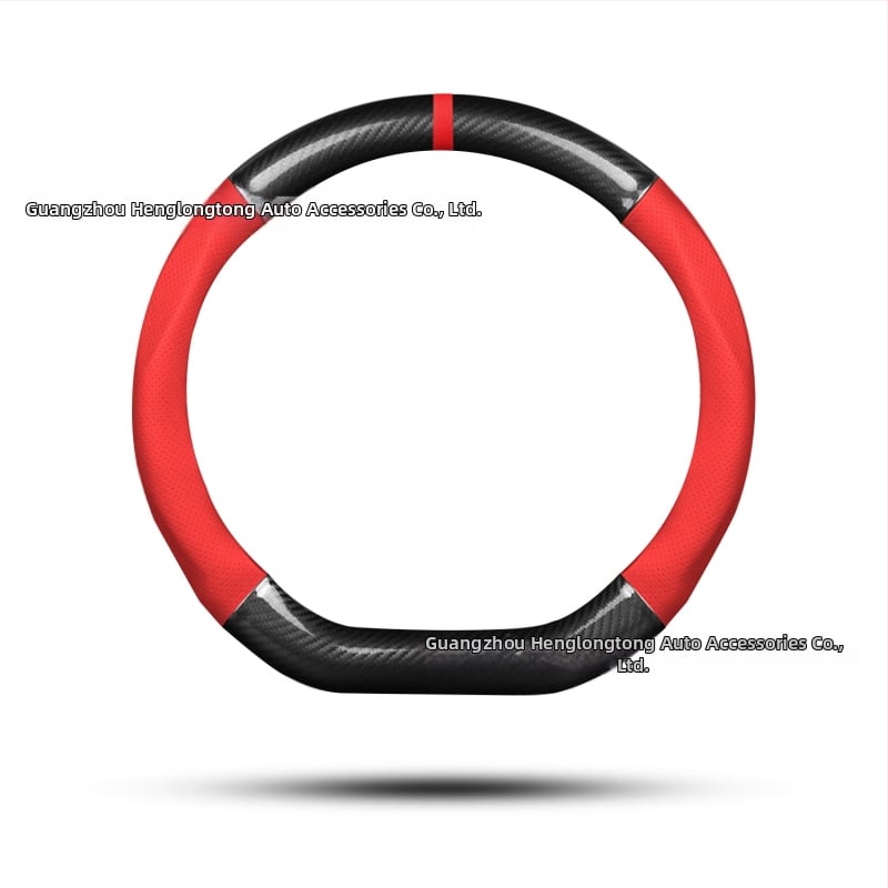 Κάλυμμα τιμονιού από γνήσιο δέρμα, τύπου D με ανθρακονήματα, αντιολισθητικό, κατάλληλο για όλες τις εποχές