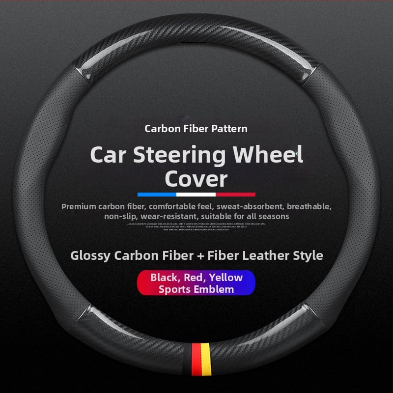 Κάλυμμα τιμονιού από γνήσιο δέρμα, τύπου D με ανθρακονήματα, αντιολισθητικό, κατάλληλο για όλες τις εποχές