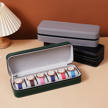 Odinė laikrodžių saugojimo dėžutė su užtrauktuku, nešiojama laikrodžių ekspozicijos dėžutė, 2024 m. pavasaris