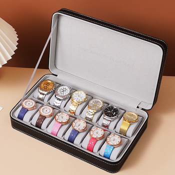 Odinė laikrodžių saugojimo dėžutė su užtrauktuku, nešiojama laikrodžių ekspozicijos dėžutė, 2024 m. pavasaris