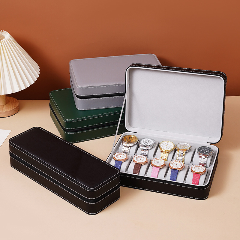 Odinė laikrodžių saugojimo dėžutė su užtrauktuku, nešiojama laikrodžių ekspozicijos dėžutė, 2024 m. pavasaris