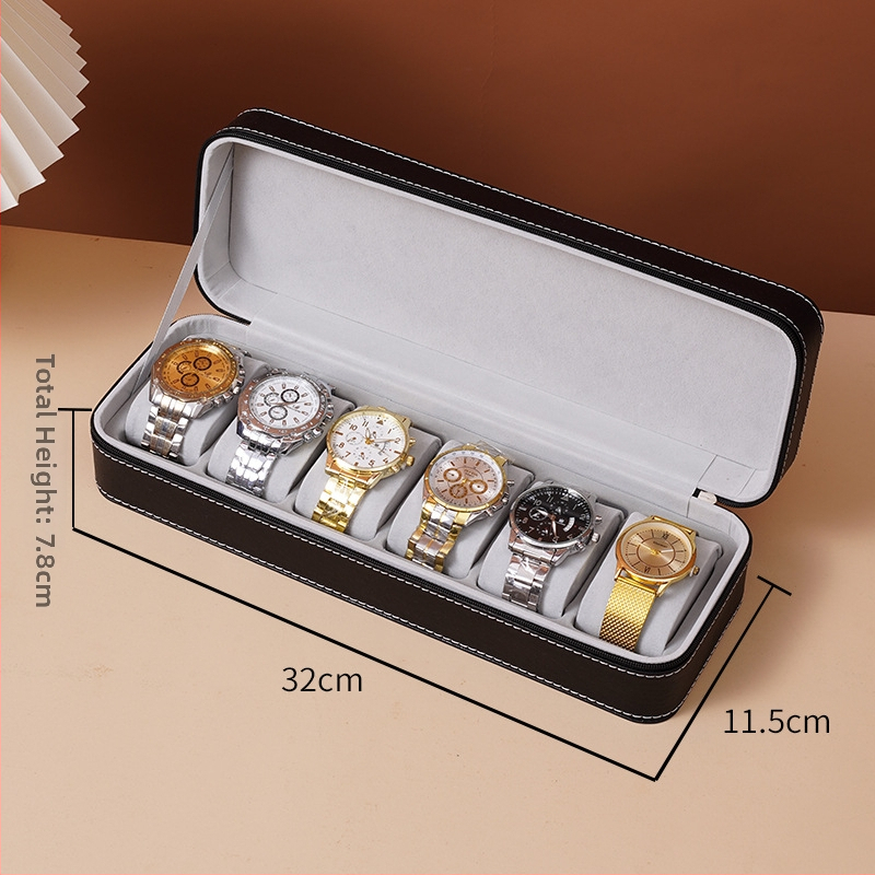 Odinė laikrodžių saugojimo dėžutė su užtrauktuku, nešiojama laikrodžių ekspozicijos dėžutė, 2024 m. pavasaris