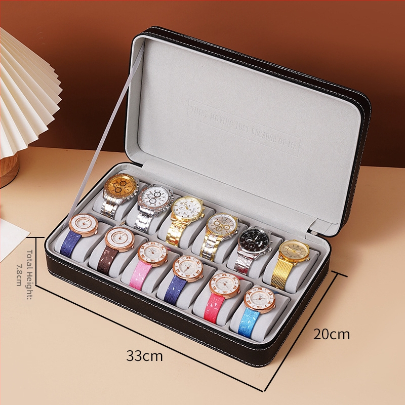 Odinė laikrodžių saugojimo dėžutė su užtrauktuku, nešiojama laikrodžių ekspozicijos dėžutė, 2024 m. pavasaris