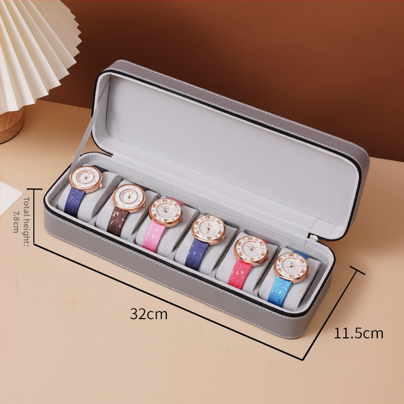 Odinė laikrodžių saugojimo dėžutė su užtrauktuku, nešiojama laikrodžių ekspozicijos dėžutė, 2024 m. pavasaris