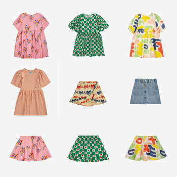 Laste puuvillane kleit trükiga, A-liiniline prints-prinsessi stiil, kevad 2024