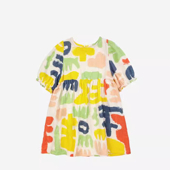 Laste puuvillane kleit trükiga, A-liiniline prints-prinsessi stiil, kevad 2024