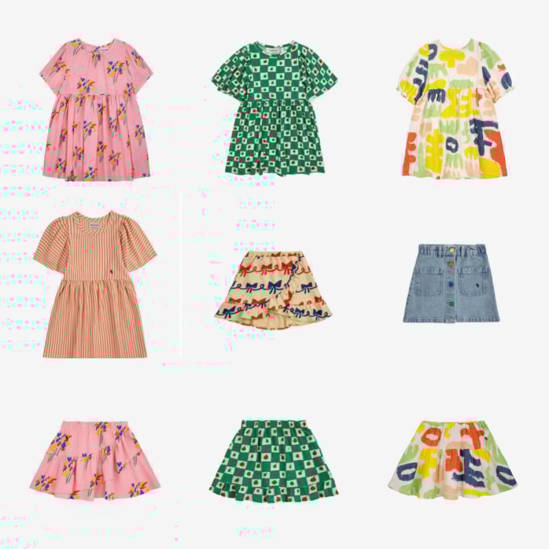 Laste puuvillane kleit trükiga, A-liiniline prints-prinsessi stiil, kevad 2024