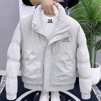 Meeste kapuutsiga jakk, seisev kaelusega, villane kangas, linane vooder, tikand