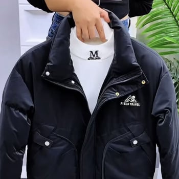 Meeste kapuutsiga jakk, seisev kaelusega, villane kangas, linane vooder, tikand