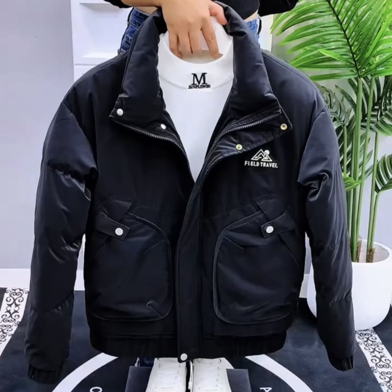 Meeste kapuutsiga jakk, seisev kaelusega, villane kangas, linane vooder, tikand