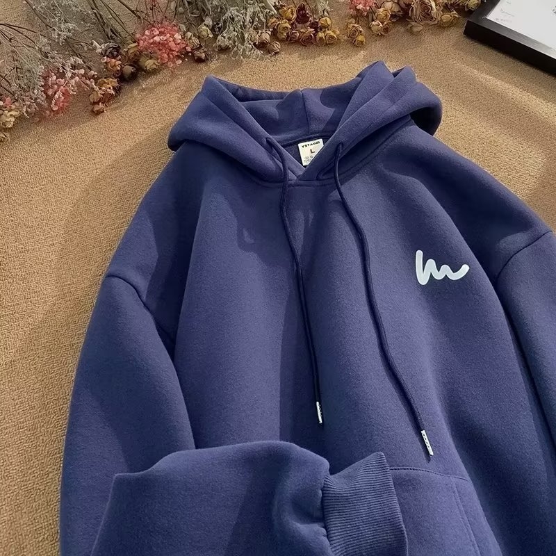 Υπερμεγέθη unisex hoodie με κουκούλα – κορεατικού στυλ εκτύπωση και λεπτομέρεια τσέπης, λεπτή μίξη πολυεστέρα-βαμβάκι, κατάλληλο για άνοιξη και φθινόπωρο