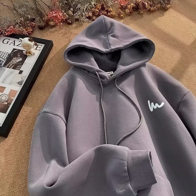 Υπερμεγέθη unisex hoodie με κουκούλα – κορεατικού στυλ εκτύπωση και λεπτομέρεια τσέπης, λεπτή μίξη πολυεστέρα-βαμβάκι, κατάλληλο για άνοιξη και φθινόπωρο