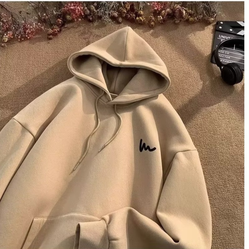 Υπερμεγέθη unisex hoodie με κουκούλα – κορεατικού στυλ εκτύπωση και λεπτομέρεια τσέπης, λεπτή μίξη πολυεστέρα-βαμβάκι, κατάλληλο για άνοιξη και φθινόπωρο