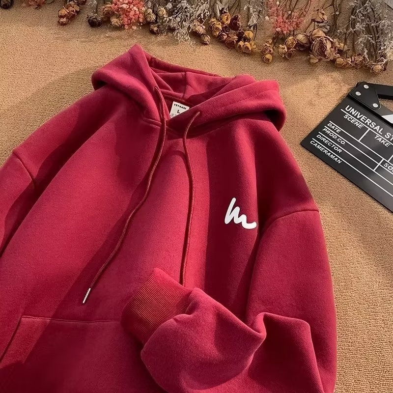 Υπερμεγέθη unisex hoodie με κουκούλα – κορεατικού στυλ εκτύπωση και λεπτομέρεια τσέπης, λεπτή μίξη πολυεστέρα-βαμβάκι, κατάλληλο για άνοιξη και φθινόπωρο